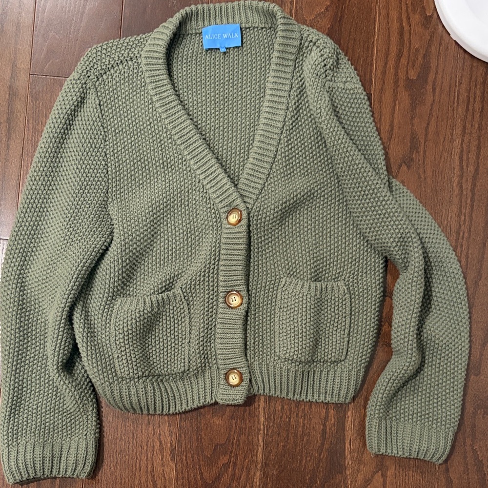 Alice Walk Green Cotton Cardigan